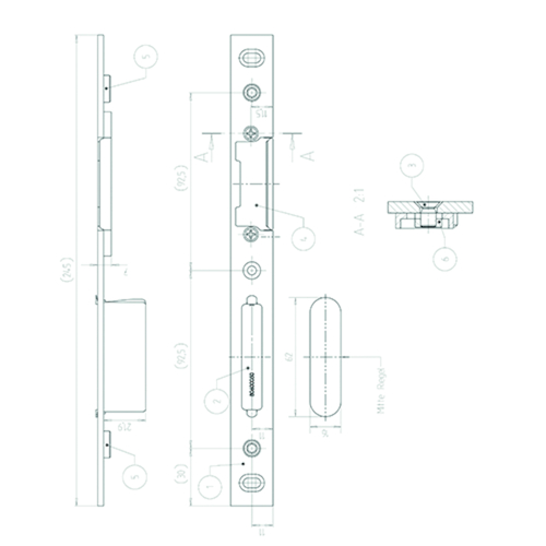 SCHOOTPLAAT FSB 8050-573EVH electr. sluitplaat Alu - euronut 14/9 - F22x3mm - inox - DinR - SKG2 Productafbeelding BIGPIC L
