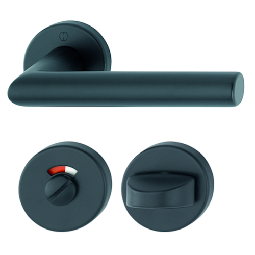 *DEURKRUKGN AMSTERDAM 1400Z L-gelast WC r/w -dd37-42mm-F9714 zwart mat-ronde rozet Productafbeelding BIGPIC L