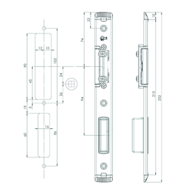 SCHOOTPLAAT 58684 U24x5x232mm - Din L - rvs - SKG2 Productafbeelding