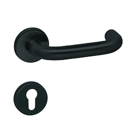 DEURKRUKGN Qtec U-afgerond PZ-Ø19mm-dd37-45mm-veer-zwartstruct-staal onderc Productafbeelding