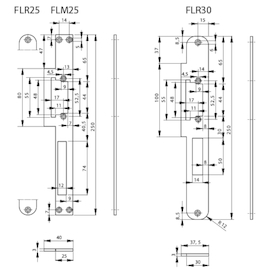 VLAKKE SLUITPLAAT DN FLR25 EASY ADAPT 250x25/40x3mm - L/R - AH - inox Productafbeelding