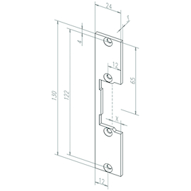 SLUITPLAAT 689 vr ELECTRISCHE DEUROPENER PROFIX2 130x24x3 mm - open - L/R - rechte hoeken - inox Productafbeelding