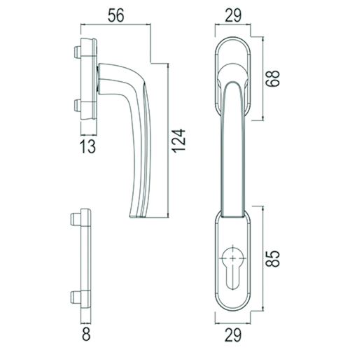 RAAMGREEP greenteQ INTERIEUR BALKON PZ - F9 inox look Productafbeelding BIGSKZ L