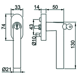 RAAMGREEP FG61.SG100.ER afsluitb 100Nm greenteQ  90° - 7x24/31mm - 7x36/42mm - R9005 zwartmat Productafbeelding BIGSKZ L