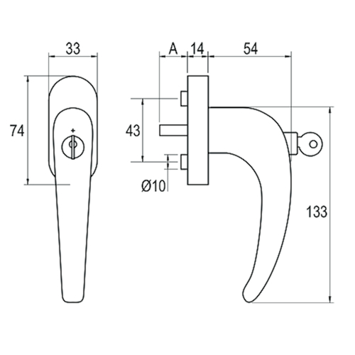 RAAMGREEP FG61.SG200.ER afsluitb 200Nm greenteQ  90° - Ø20mm - 7x24/42mm - inox - incl bev Productafbeelding BIGSKZ L