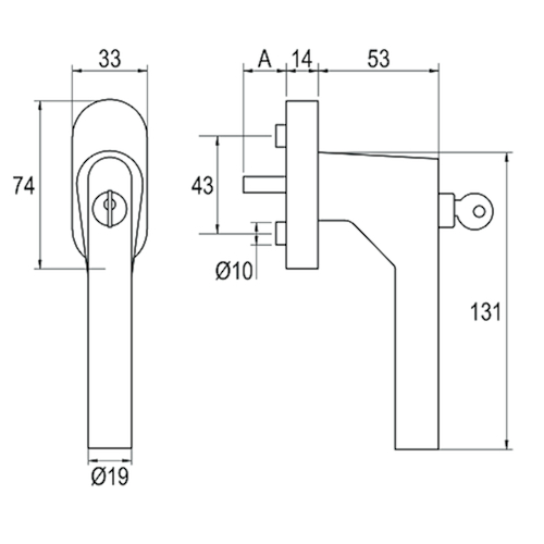 RAAMGREEP FG61.SG100.ER afsluitb 100Nm greenteQ 90° - Ø20mm - stift 7x24/42mm - inox - incl bev Productafbeelding BIGSKZ L
