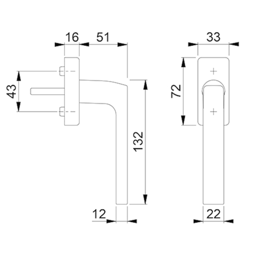 RAAMGREEP DALLAS SECUSTIK 7x32-42 - 90° - F1 alu - M5x45/50 Productafbeelding BIGSKZ L