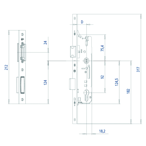 INSTEEKSMALDEURSLOT FUHR 803 F16/35/92/8/292mm - zilver Productafbeelding BIGSKZ L
