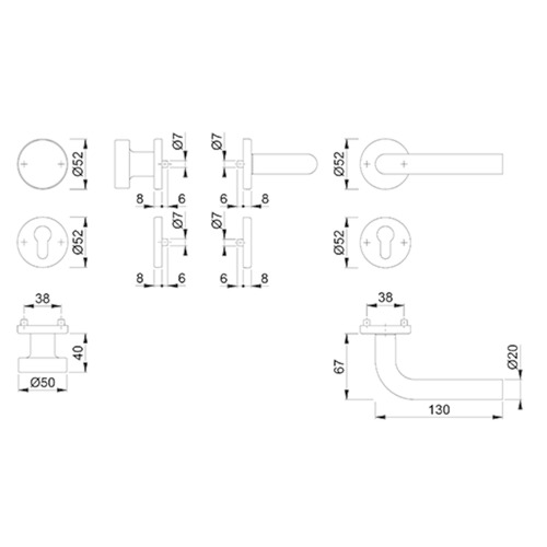 DEURKRUKWISSELGN 150Z/E58/42KV/42KVS BONN PZ - snelstift - dd37-42mm - inox Productafbeelding BIGSKZ L