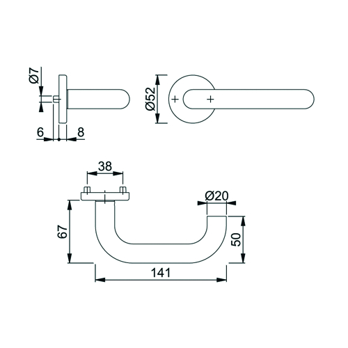 DEURKRUKGN 138Z/42KV U-afgerond PARIS excl sleutelplaat - dd37-42mm - F9714M zwart mat Productafbeelding BIGSKZ L