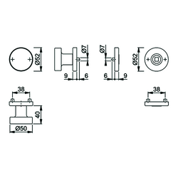 DEURTOP 58/42KV/42KV VAST OP ROZET zwart mat - dd37-42mm - Ø50 - H48mm - rozØ52x8mm Productafbeelding BIGSKZ L