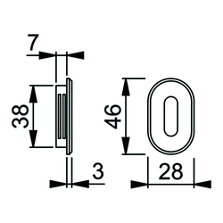 SLEUTELPLAAT OVAAL MINI M846S BB - H46xB28xD3mm - zwart mat Productafbeelding BIGSKZ L