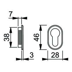 SLEUTELPLAAT OVAAL MINI M846S PZ - H46xB28xD3mm - zwart mat Productafbeelding BIGSKZ L