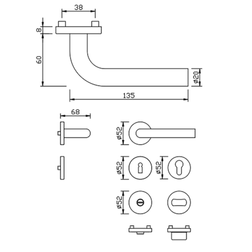 DEURKRUKGN DG 62.ER.RS L-afger KLASSE 3 greenteQ PZ - Ø20 - dd38-50mm - oc staal - inox Productafbeelding BIGSKZ L