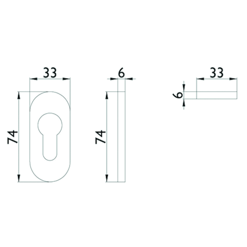 SLEUTELPLAAT OVAAL VEILIGHEID PZ - 33x74x6mm - inox Productafbeelding BIGSKZ L