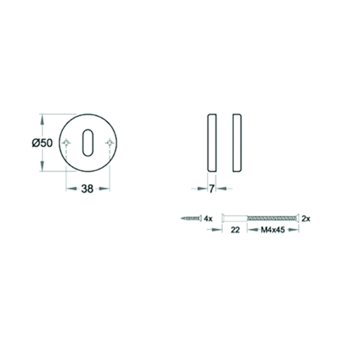 SLEUTELPLAAT ROND Qtec BB - Ø50x7mm - inox - dd39-52mm - oc metaal Productafbeelding BIGSKZ L