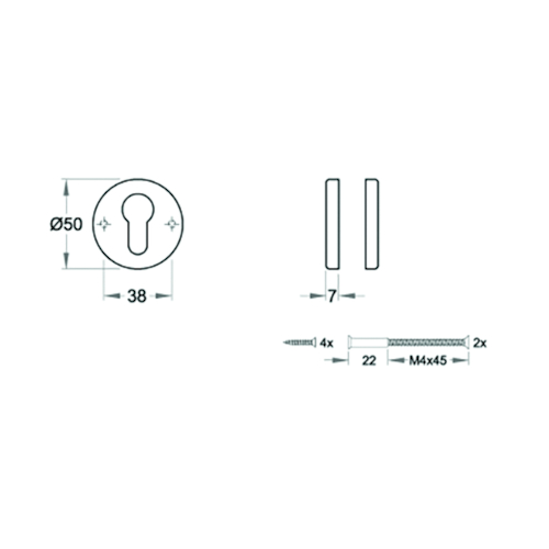 SLEUTELPLAAT ROND Qtec PZ - Ø50x7mm - inox - dd39-52mm - oc metaal Productafbeelding BIGSKZ L