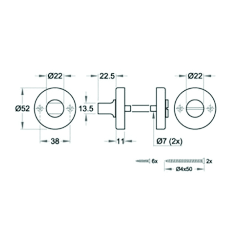 SLEUTELPLAAT ROND Qtec WC - Ø52x11mm - zwart struct - dd37-45mm - oc pvc Productafbeelding BIGSKZ L