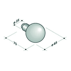 DEURTOP BOL 2091 VAST of DRAAIBAAR inox - Ø50 - H72mm - excl bev - excl rozet Productafbeelding BIGSKZ L