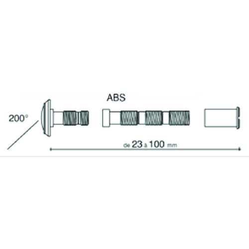 DEURSPIOEN MET AFDEKKLEP 200° - dd23-100mm - Ø13mm - zwart Productafbeelding BIGSKZ L