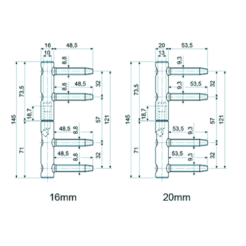 SCHARNIER ZENIT 3D AGB vr HOUT Ø20mm - 145mm - verzinkt Productafbeelding BIGSKZ L