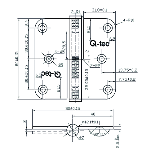 PAUMEL 80/80 AR TOE Qtec zwart mat - Ø12mm - links -lemmer 2,5mm-slijtr 3mm Productafbeelding BIGSKZ L