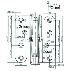 PAUMEL 100/86 AR OPEN VROUW LOS Qtec RF60'AISI 201 inox - Ø16mm - rechts - lemmer 3mm - slijtr 5mm Productafbeelding BIGSKZ L
