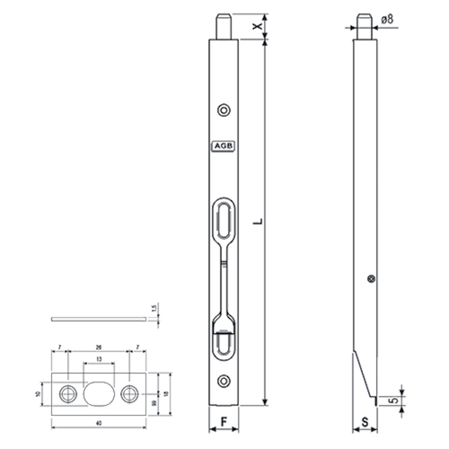 BASCULESCHUIF L160xBR16xD13mm - pin 8x14mm - zwart mat Productafbeelding BIGSKZ L