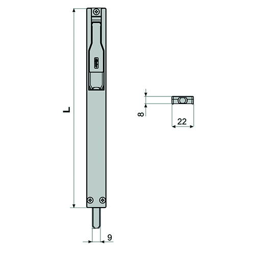 BASCULESCHUIF 3722A TITANTRE in-opbouw 140x22x8mm - pin Ø9x23mm - zilver Productafbeelding BIGSKZ L