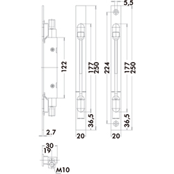 INSTEEK BASCULESCHUIF 344K 19mm - rvs 20x250mm - M10 Productafbeelding BIGSKZ L