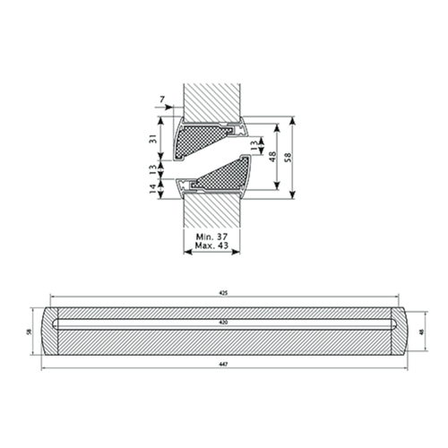 DEURROOSTER SILENDO 461AK akoestisch L425xH48mm - R9010 wit - dd 37-43mm Productafbeelding BIGSKZ L