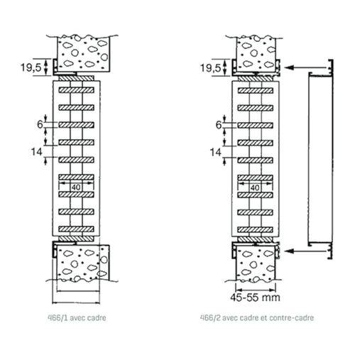 BRANDROOSTER 466/1 rechte lamel RF60' L400xH200 - F1 - 201,39m³/h 2Pa Productafbeelding BIGSKZ L