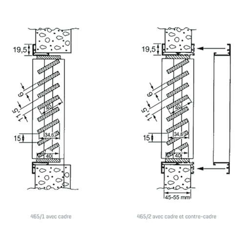 BRANDROOSTER 465/2 schuin lam met tegenkader RF60' L300xH200 - F1 - 138,05m³/h 2Pa Productafbeelding BIGSKZ L