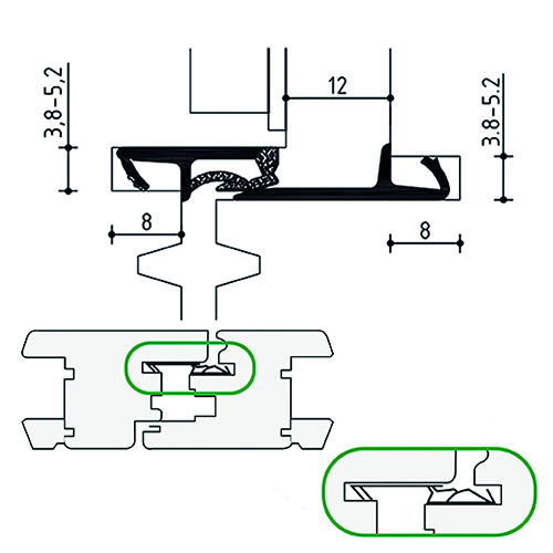 MIDDENDICHTING SV5109 - ramen zwart - groef 3,8-5,2mm - stolp Productafbeelding BIGSKZ L