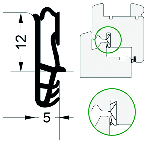 DEURDICHTING greenteQ 12TPE-V 12mm - zwart Productafbeelding BIGSKZ L