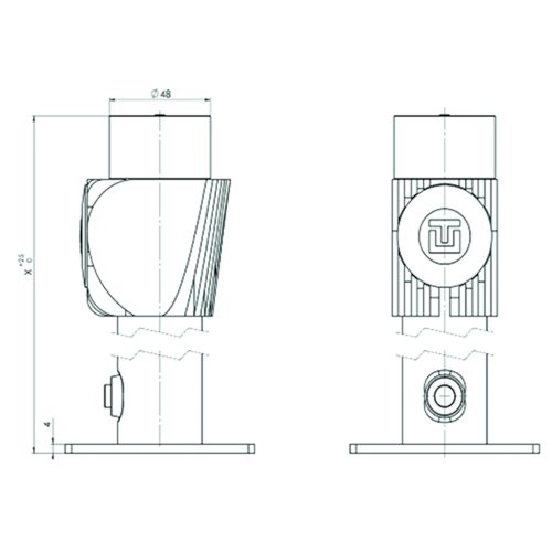 DEURVASTZETMAGNEET GTR048 OP VOET 300-325MM 24V DC - 100% ED - IP42 - 1,6W - houdkr 40kg Productafbeelding BIGSKZ L