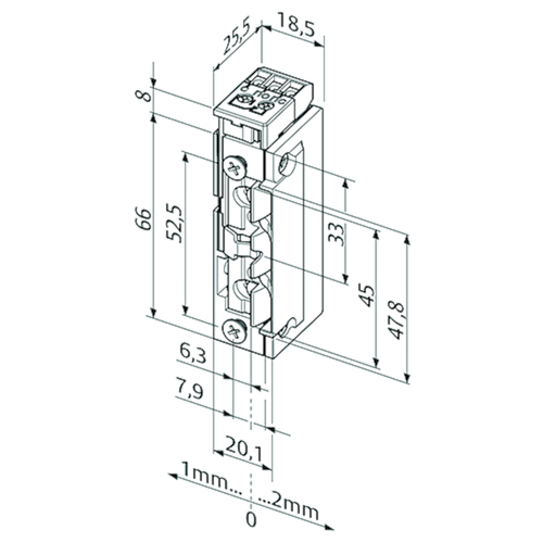 ELECTRISCHE DEUROPENER 118Q63 PROFIX2 zwakke veer  10-24V AC/DC-arbeid-FaFix-L/R-diode-RR-3750N Productafbeelding BIGSKZ L