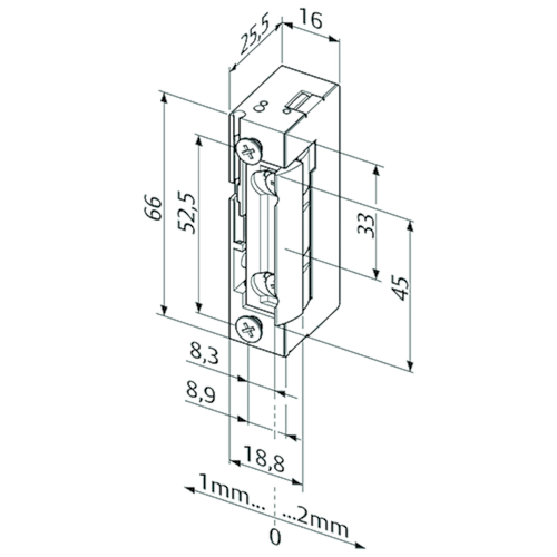 ELECTRISCHE DEUROPENER 118E standaard 8,3/8,9 10-24V AC/DC - arbeidsstr - FaFix - L/R -E-3750N Productafbeelding BIGSKZ L