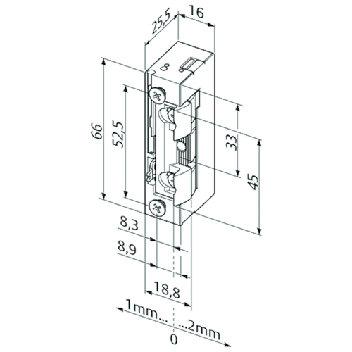 ELECTRISCHE DEUROPENER 118E130 dagschootge 8,3/8,9 10-24V AC/DC - arbeidsstr - FaFix - L/R -E-3750N Productafbeelding BIGSKZ L