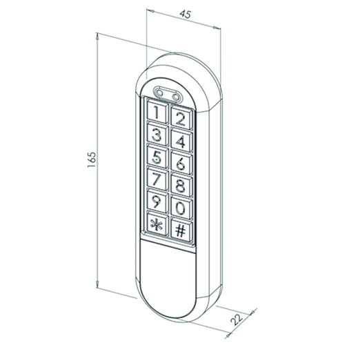 TOEGANGSCONTROLE 2 in 1 CODEKLAVIER & KAARTLEZER  opbouw - 12/24V AC/DC - 165x45x22mm - IP65 -125KHz Productafbeelding BIGSKZ L
