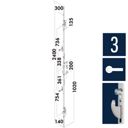 VERLENGSTUK SLUITLIJST BOVEN dubbele deur U24x8mm - 606mm - L/R - zilver gebors Productafbeelding BIGSKZ L