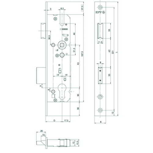 INSTEEKSMALDEURSLOT KFV 49N F16/40/92/8/245mm - verzinkt Productafbeelding BIGSKZ L
