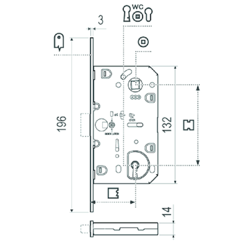 INSTEEKSLOT B06101 POLARIS 2XT MAGNEET omkeerb 50E - 85PZ - vpl 196x18x3mm - AH - zwart mat Productafbeelding BIGSKZ L