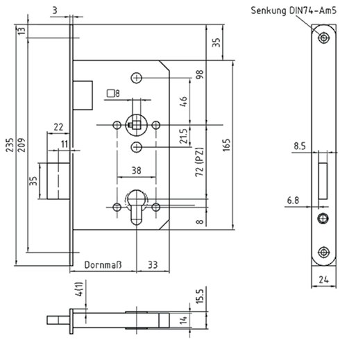 INSTEEKSLOT 3 N KL 3 60E - 72PZ - DINR - inox - 2toers - vrpl afgerond Productafbeelding BIGSKZ L