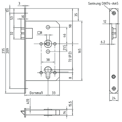 INSTEEKSLOT 3 D KL 3 fluisterschoot 60E - 72PZ - DINR - inox - vrpl afgerond Productafbeelding BIGSKZ L