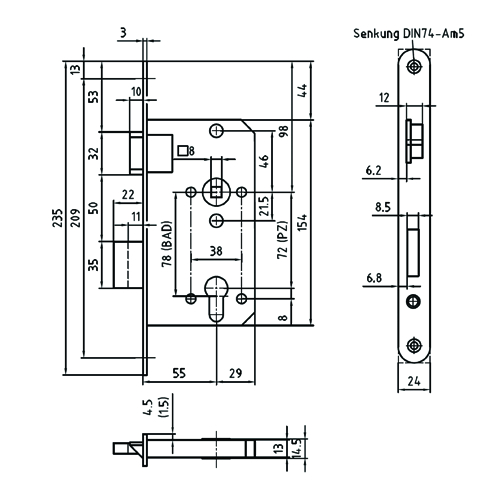 INSTEEKSLOT 2 DN KL 3 (113) 55E - 72PZ - DL - vpl 24x235mm - zilver - afgerond Productafbeelding BIGSKZ L