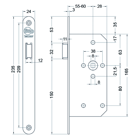 INSTEEKSLOT A30E1 D KL 3 60E - L/R - inox - vrpl afger Productafbeelding BIGSKZ L