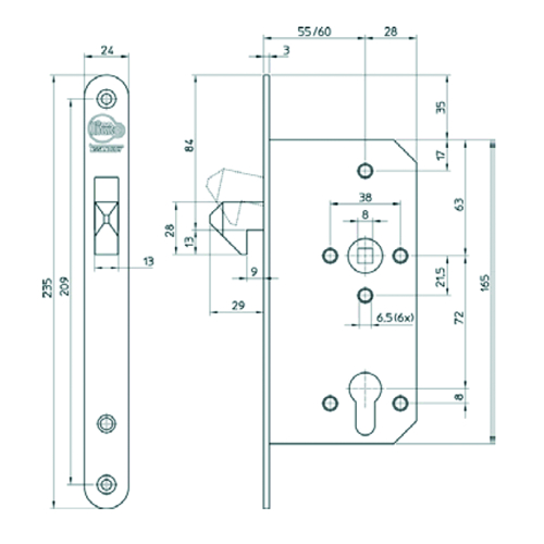 INSTEEKSLOT A76D5 HAAK KL 3 krukn gelagerd industr 60E - 72PZ - L/R - inox - vrpl afger Productafbeelding BIGSKZ L