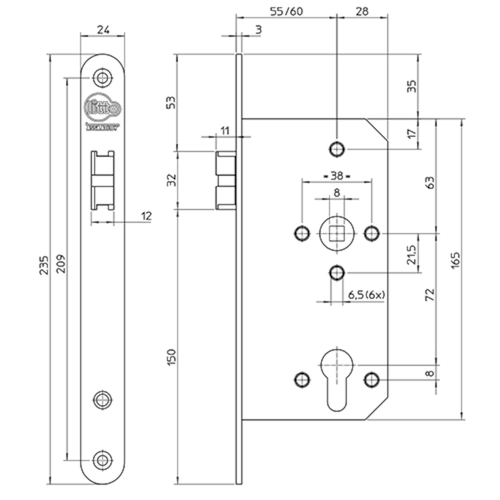 INSTEEKSL A36D6 D KL 3 kruk gel - fluistersch indu 60E - 72PZ - rechts - inox - vrpl afger Productafbeelding BIGSKZ L