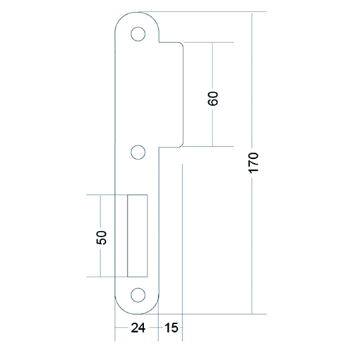 SLUITPLAAT Qtec N NACHT PC082Q 170x24x1,5mm - lip 39mm - inox - afgerond Productafbeelding BIGSKZ L
